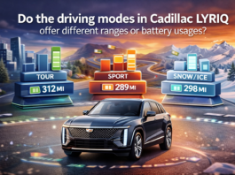 do the driving modes in cadillac lyriq offer different ranges or battery usages?